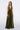 Satin Moa-Open Back Deep v Neckline Maxi Dress in Dark Olive color