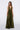Satin Moa-Open Back Deep v Neckline Maxi Dress in Dark Olive color