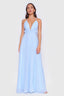 Chiffon Moa-Deep v Neckline Maxi Dress in Light blue