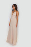 Chiffon Moa-Deep v Neckline Maxi Dress in Nude color