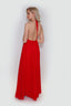 Moa-Deep v Neckline Maxi Dress in Red color