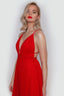 Moa-Deep v Neckline Maxi Dress in Red color