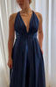 Satin Kylie Dress Dark Navy Satin muti-way wrap dress
