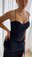 Madison Dress Navy Glittering Prom Dress Corset Top