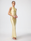 Satin Alice Open Back Maxi Dress in Butter Yellow