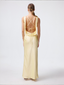 Satin Alice Open Back Maxi Dress in Butter Yellow