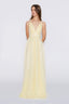 Chiffon Ella dress V-neck crosss back Dress in light yellow