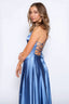 Satin Antonia Dress in sky blue color