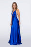 Satin Moa-Deep v Neckline Maxi Dress prom dress royal blue