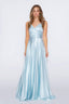 Open Back Faith Dress in Satin Powder Blue