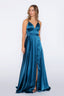 Stella Dress A-line Satin Prom dress in teal color prom dress blue