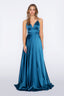 Stella Dress A-line Satin Prom dress in teal color prom dress blue