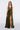 Satin Moa-Open Back Deep v Neckline Maxi Dress in Dark Olive color