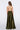 Satin Moa-Open Back Deep v Neckline Maxi Dress in Dark Olive color