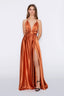 Satin Moa-Deep v Neckline Maxi Dress