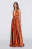 Satin Moa-Deep v Neckline Maxi Dress