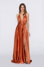 Satin Moa-Deep v Neckline Maxi Dress