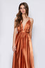 Satin Moa-Deep v Neckline Maxi Dress